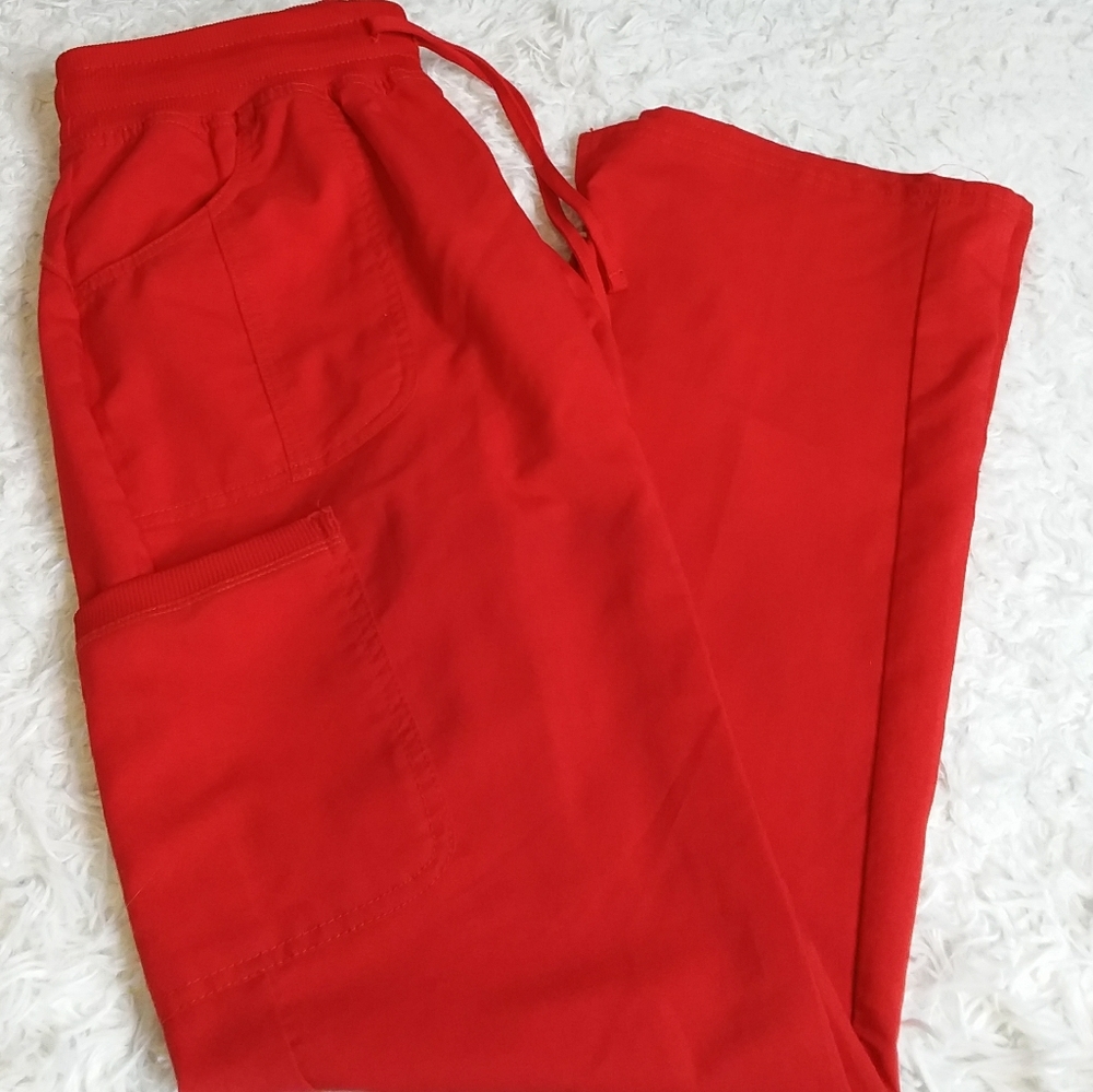 Scrubstar premium rayon radiant red #WM018 cargo drawstring pant size XS